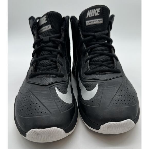Size 7Y - Nike Team Hustle D7 Mid Black Silver Basketball Shoes Sneakers - Picture 3 of 7